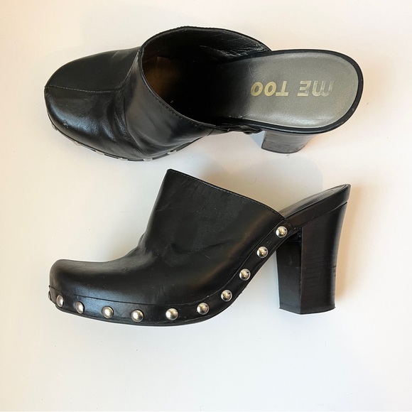 Me Too Studded Bikercore Heeled Mules - Picture 1 of 9